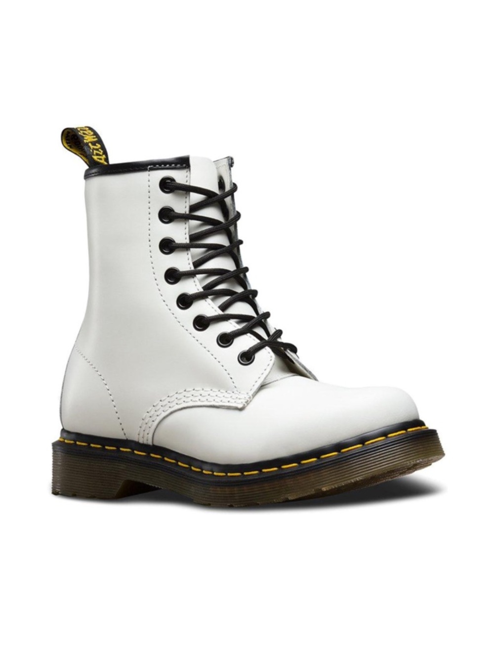 Dr. Martens White Leather 8-Eye Boot with Black Laces